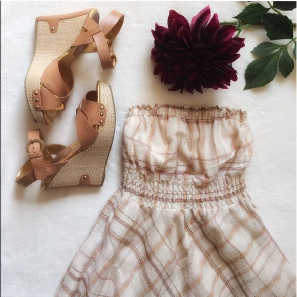 {Gianni Bini} Linen Strapless Dress - Picture 1 of 8